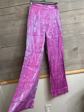 Nasty Gal Shimmery Pink Iridescent Wide-Leg Pants